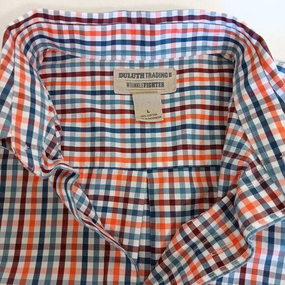 Duluth Men's Gray Check Wrinklefighter Relaxed Fit Short Sleeve Shirt Size L - Picture 6 of 12